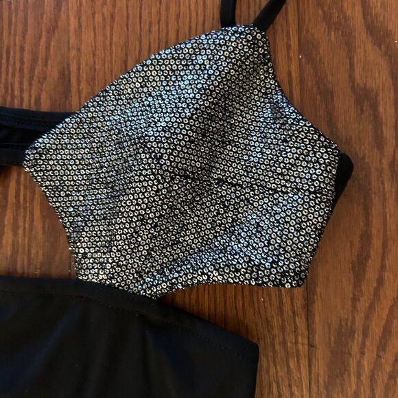 Black Cut Out Sparkle Mini Dress Size Small Bodycon Party Special Occasion - Picture 7 of 15